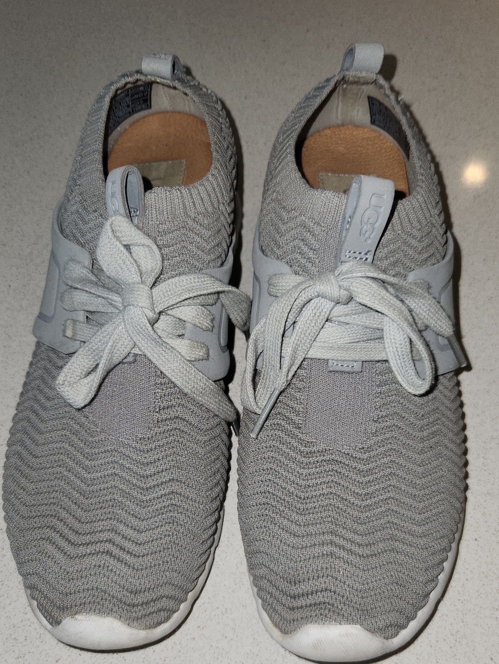UGG Woman's Grey Knit Lace-Up Sneakers - Willow Sneaker